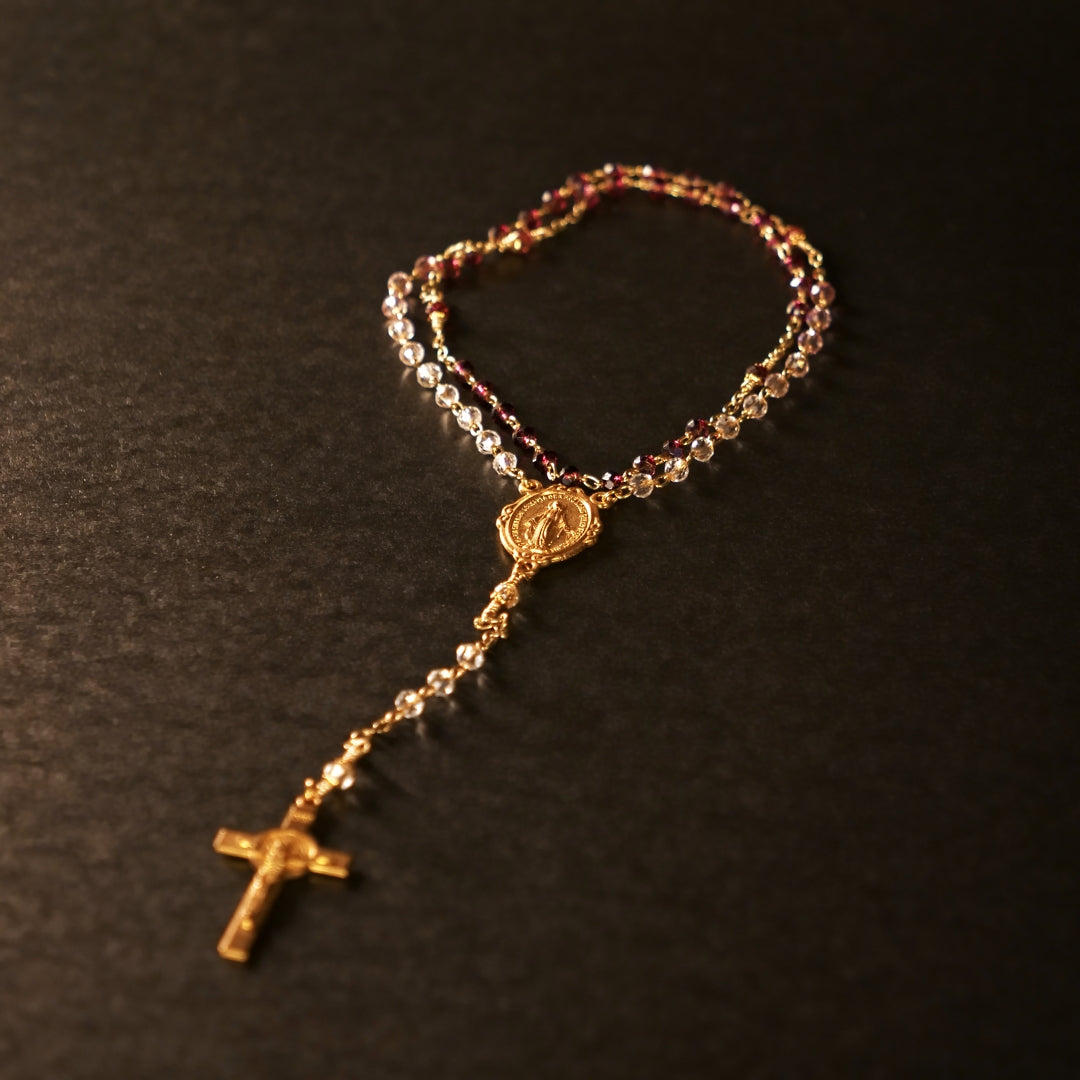 Regal Radience | Purple Stained Glass Rosary | Delicate Chained Rosary